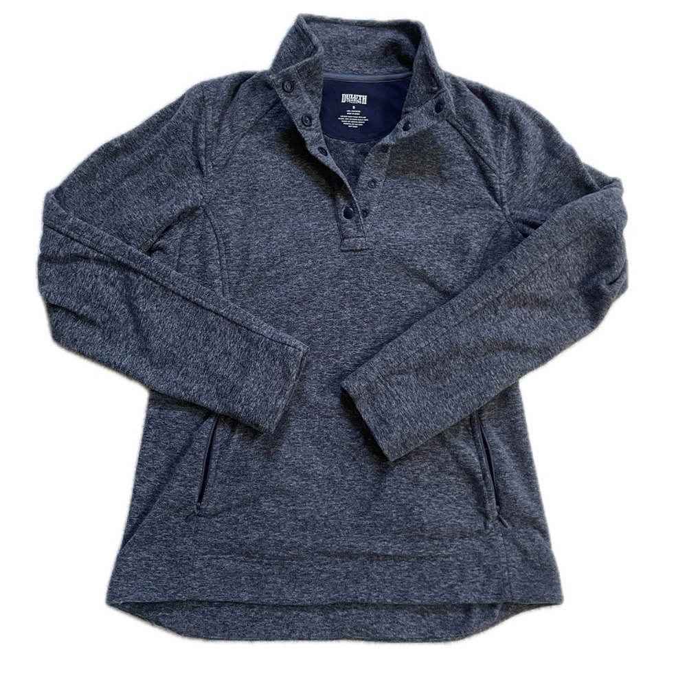 Duluth Trading Co Women's Blue Gray Fleece Pullover Top